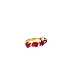 18K YELLOW GOLD 6.45CT TOTAL WEIGHT OF THE  5 OVAL STONE CABOCHON THAI RUBY BEZEL SET AND SIGNET RING CERTIFIED BY GIA #2175463698