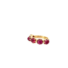 18K YELLOW GOLD 6.45CT TOTAL WEIGHT OF THE  5 OVAL STONE CABOCHON THAI RUBY BEZEL SET AND SIGNET RING CERTIFIED BY GIA #2175463698