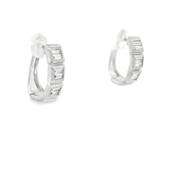 18k White Gold 1.25ct F VS2 Baguette Diamond Huggie Earrings