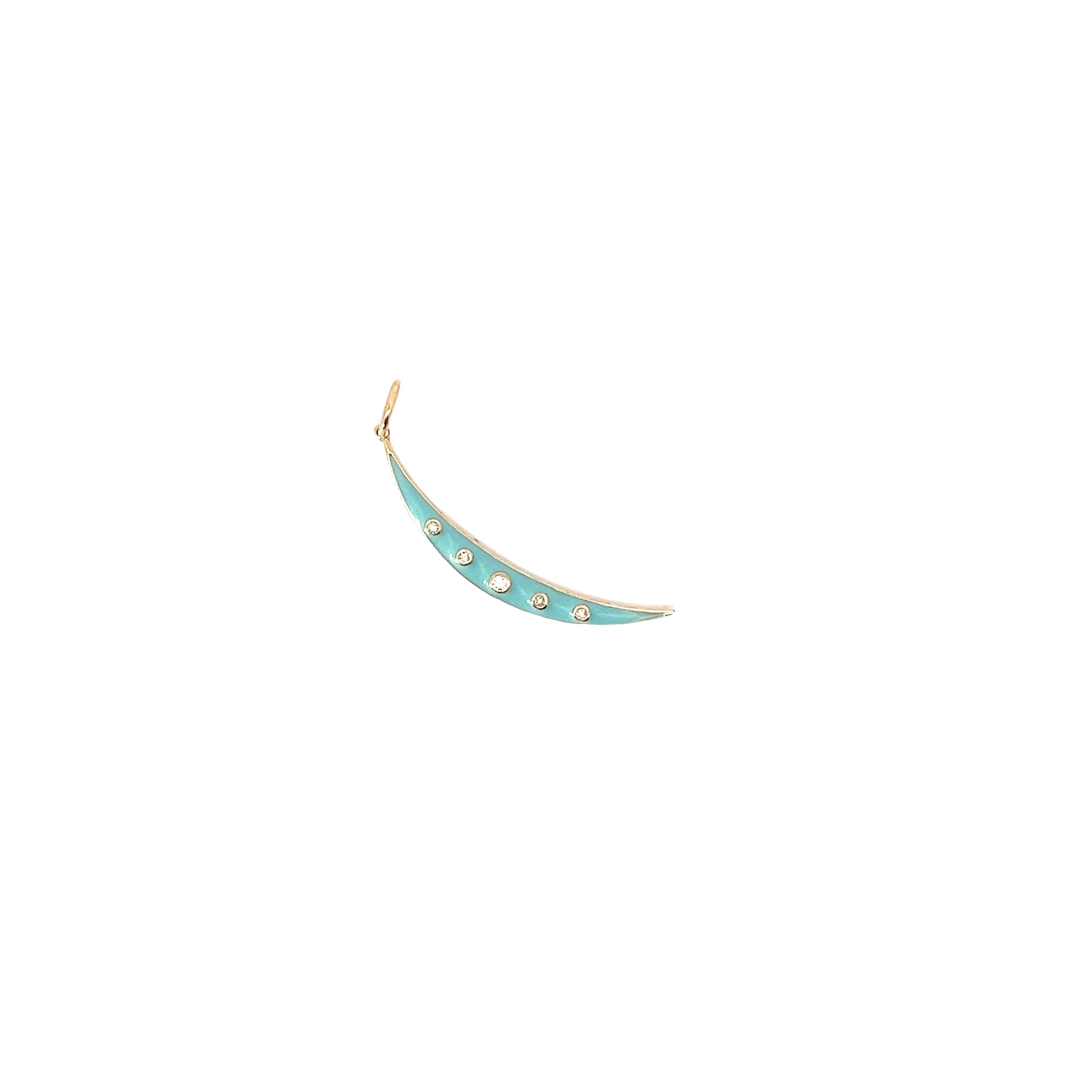 14k Yellow Gold .05ct G SI1 Round Diamond and Turquoise Enamel Necklace