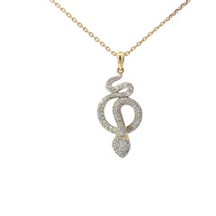 14k Yellow Gold .50ct G VS2 Round Diamond Coiled Snake Pendant