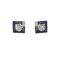 18k White Gold 3.00ct G VS2 Round Diamond and 1.50ct Round Sapphire Earrings