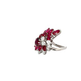 Platinum 5.00ct Marquise Burma Ruby and 1.20ct F VS2 Round Diamond Vintage Ring