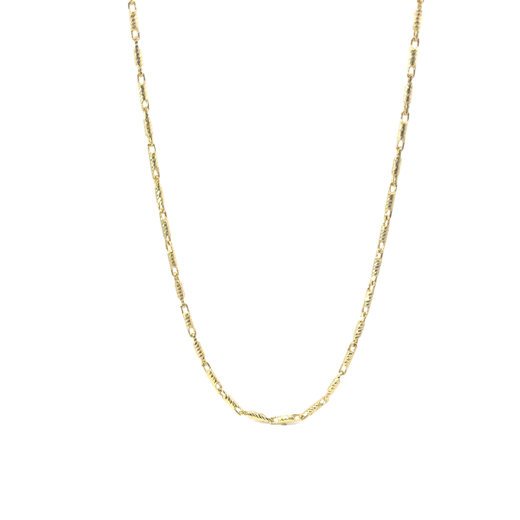 14k Yellow Gold Diamond Cut Barrel Link 14.5 Gram 2mm 22inch
