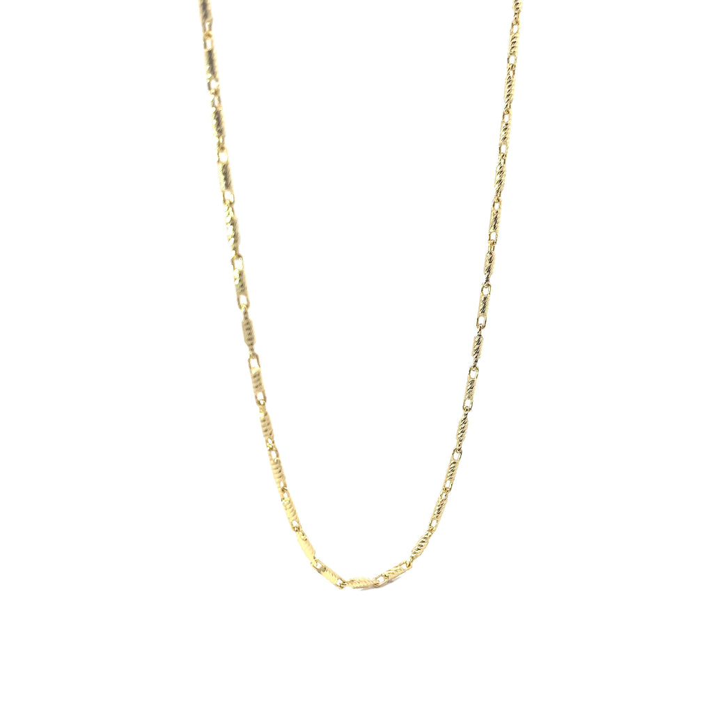 14k Yellow Gold Diamond Cut Barrel Link 14.5 Gram 2mm 22inch