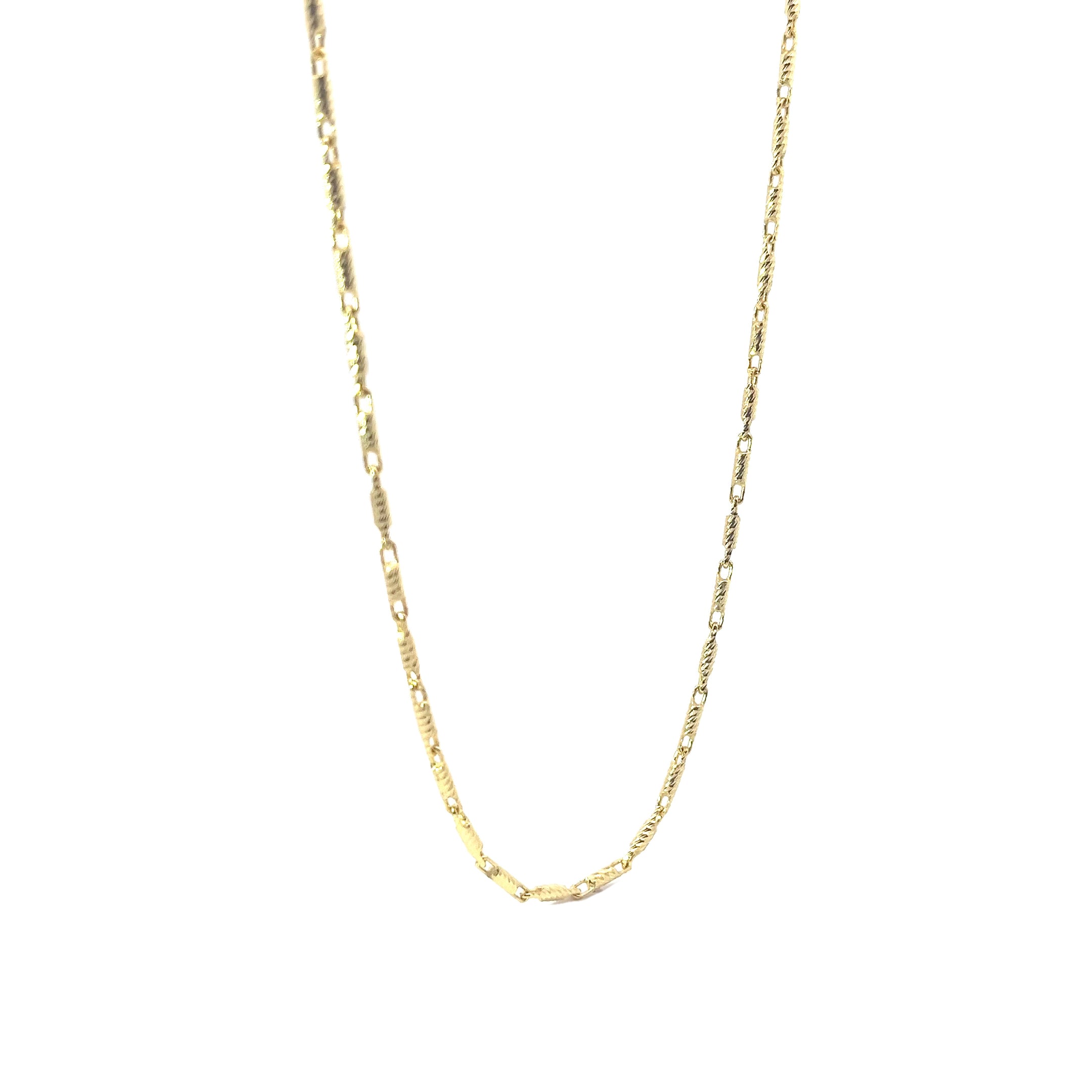 14k Yellow Gold Diamond Cut Barrel Link 14.5 Gram 2mm 22inch