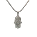 14k White Gold 3.40ct F SI1 Round Diamond Khamsa Necklace