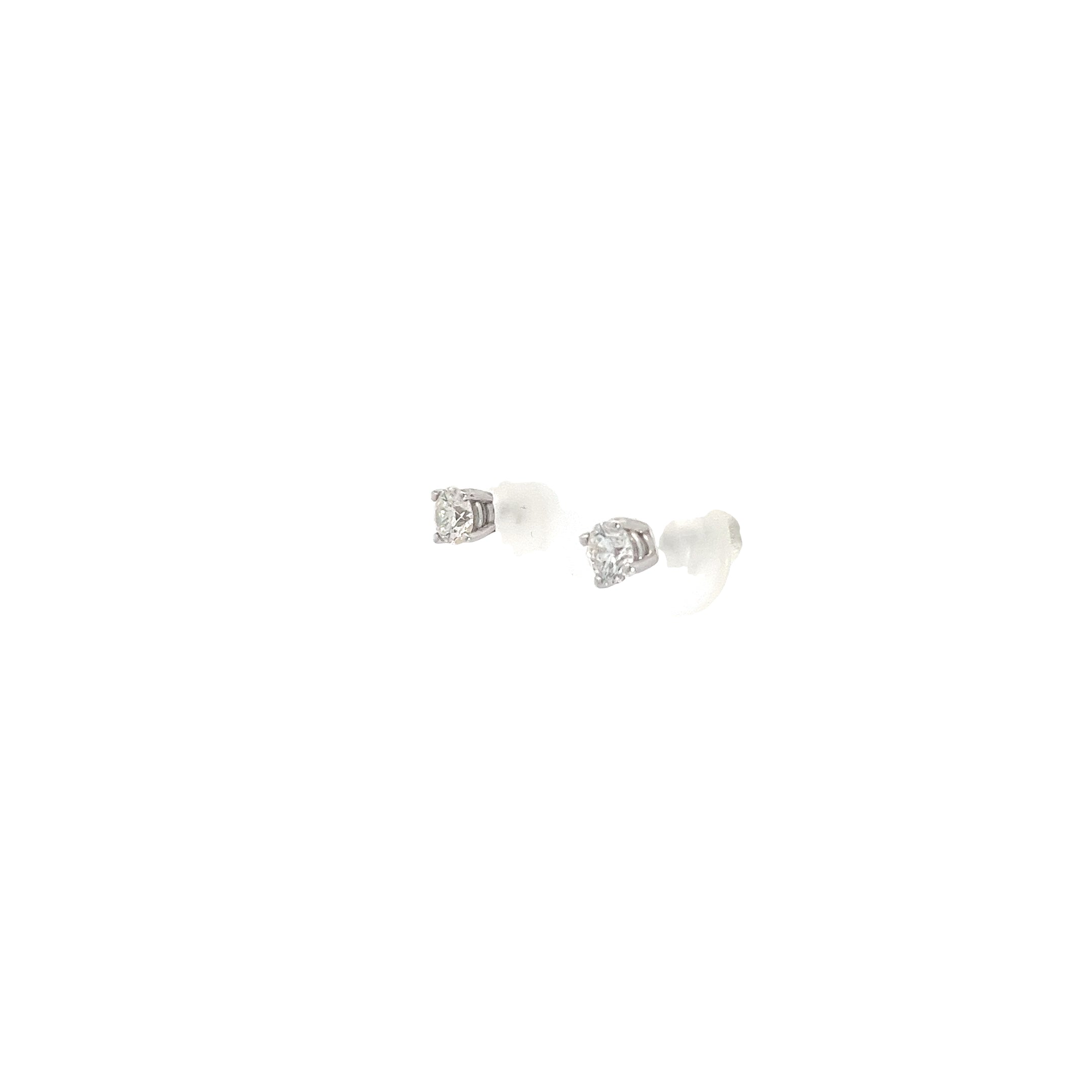 14k White Gold .60CT G SI2 Round Diamond Stud Earrings