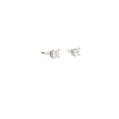 14k white gold 1.20cts G SI1 Round Diamond Princess Cut Stud earrings