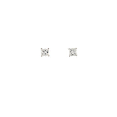 14k white gold 1.20cts G SI1 Round Diamond Princess Cut Stud earrings