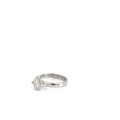 Platinum .43ct I VS2 Pear Shape Diamond Bezel Set Tower Engagement Ring