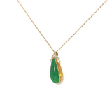 Ladies 18k Yellow Gold Jade and Diamond Necklace