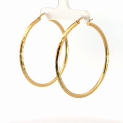 14k Yellow Gold Diamond Cut Hoop Earrings 3.4 gram 2.5mm