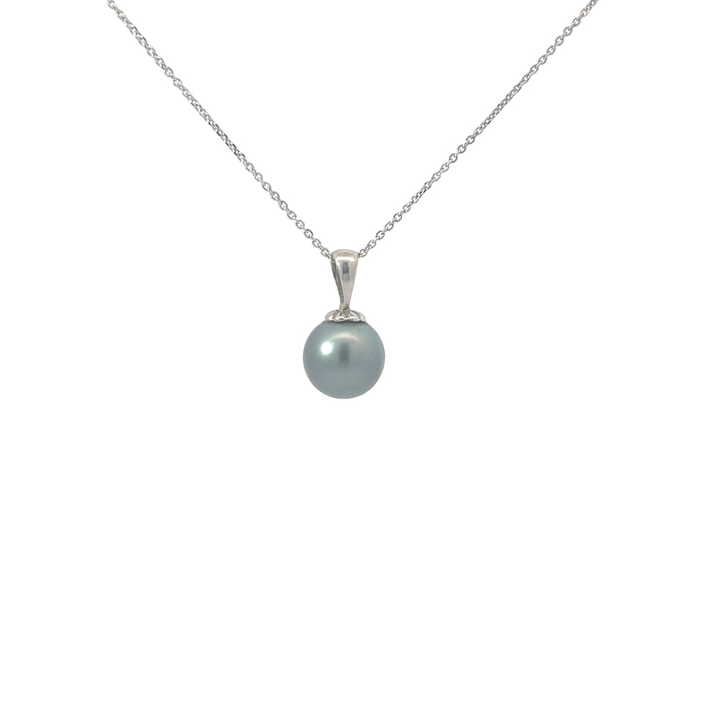14k White Gold Tahitian Pearl Necklace 11mm