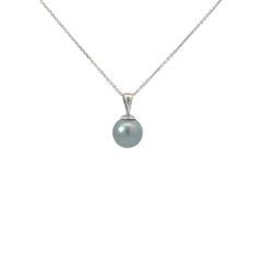 14k White Gold Tahitian Pearl Necklace 11mm