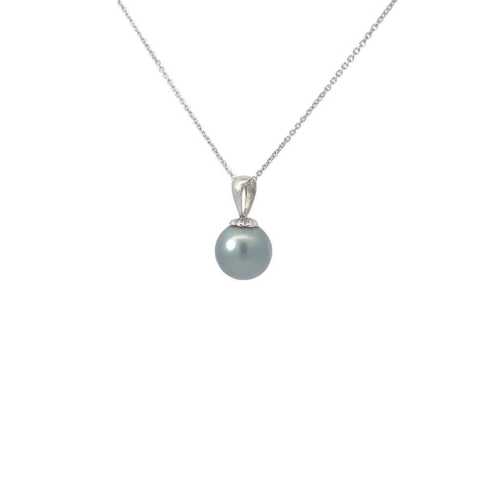 14k White Gold Tahitian Pearl Necklace 11mm
