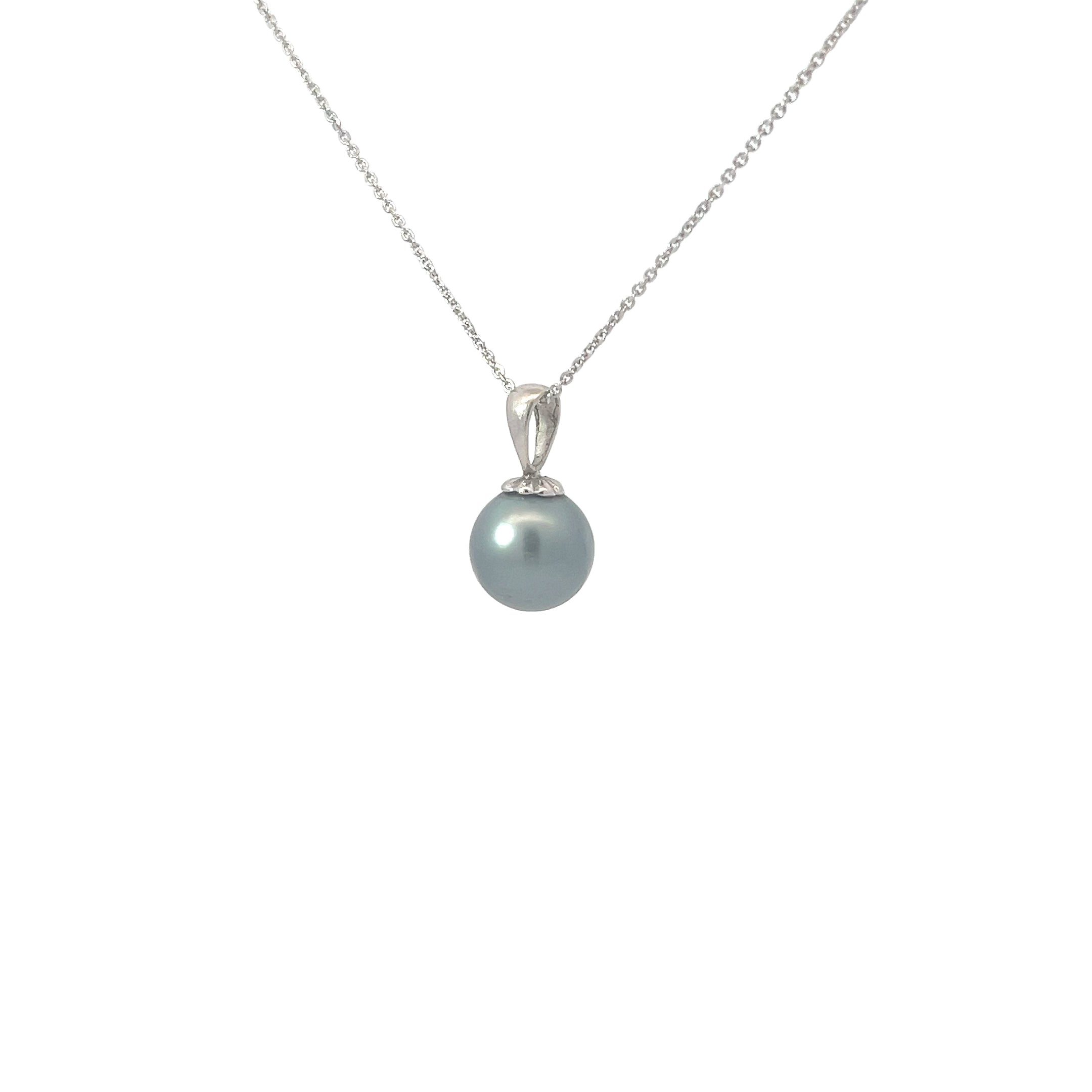 14k White Gold Tahitian Pearl Necklace 11mm