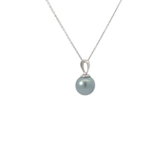 14k White Gold Tahitian Pearl Necklace 11mm