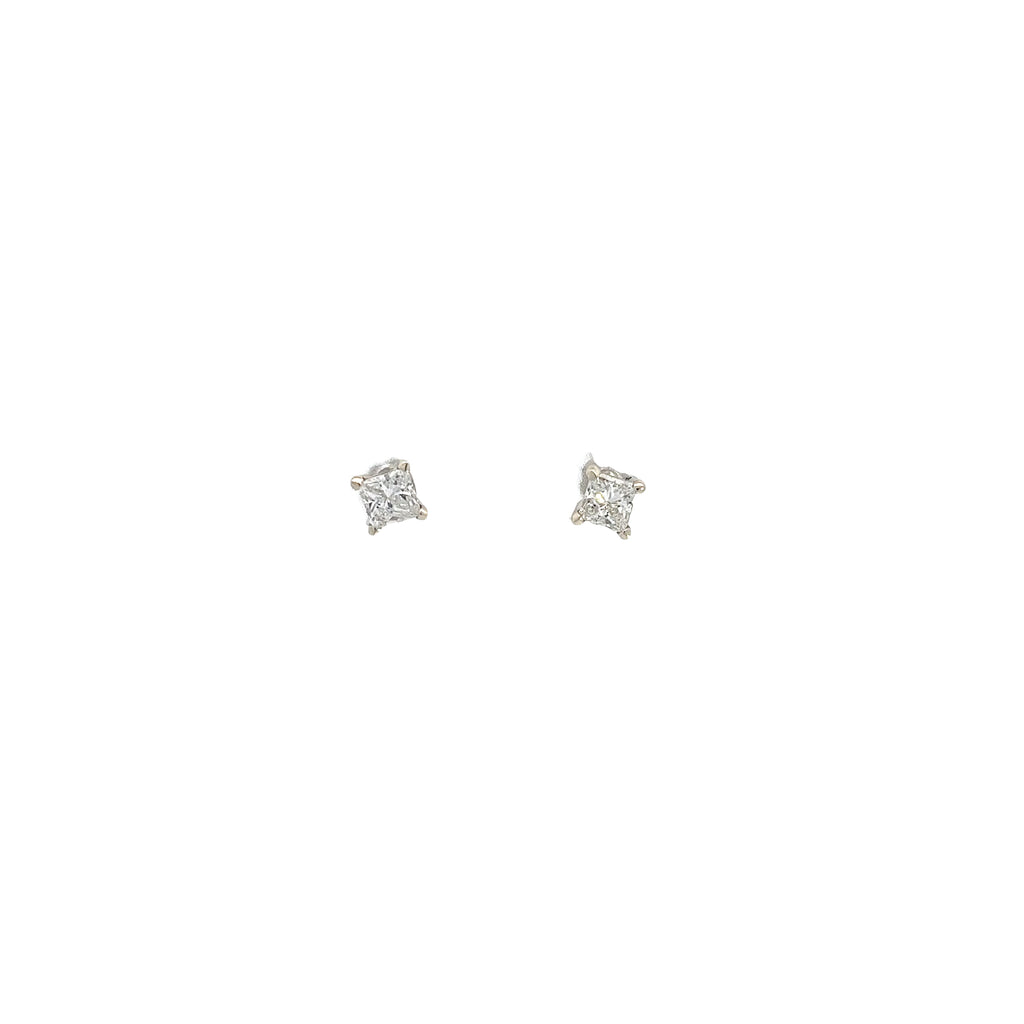 14k White Gold .69CT G SI1 Princess Cut Diamond Stud earrings