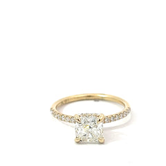 14k Yellow Gold 1.53ct J SI1 Cushion Diamond /.22ct G SI1 Round Diamond Ring Certified By Gia #6237372004
