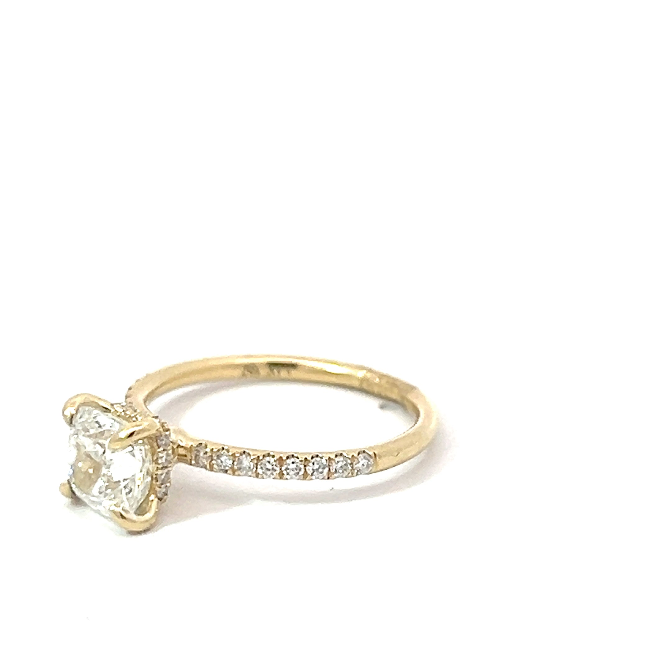14k Yellow Gold 1.53ct J SI1 Cushion Diamond /.22ct G SI1 Round Diamond Ring Certified By Gia #6237372004