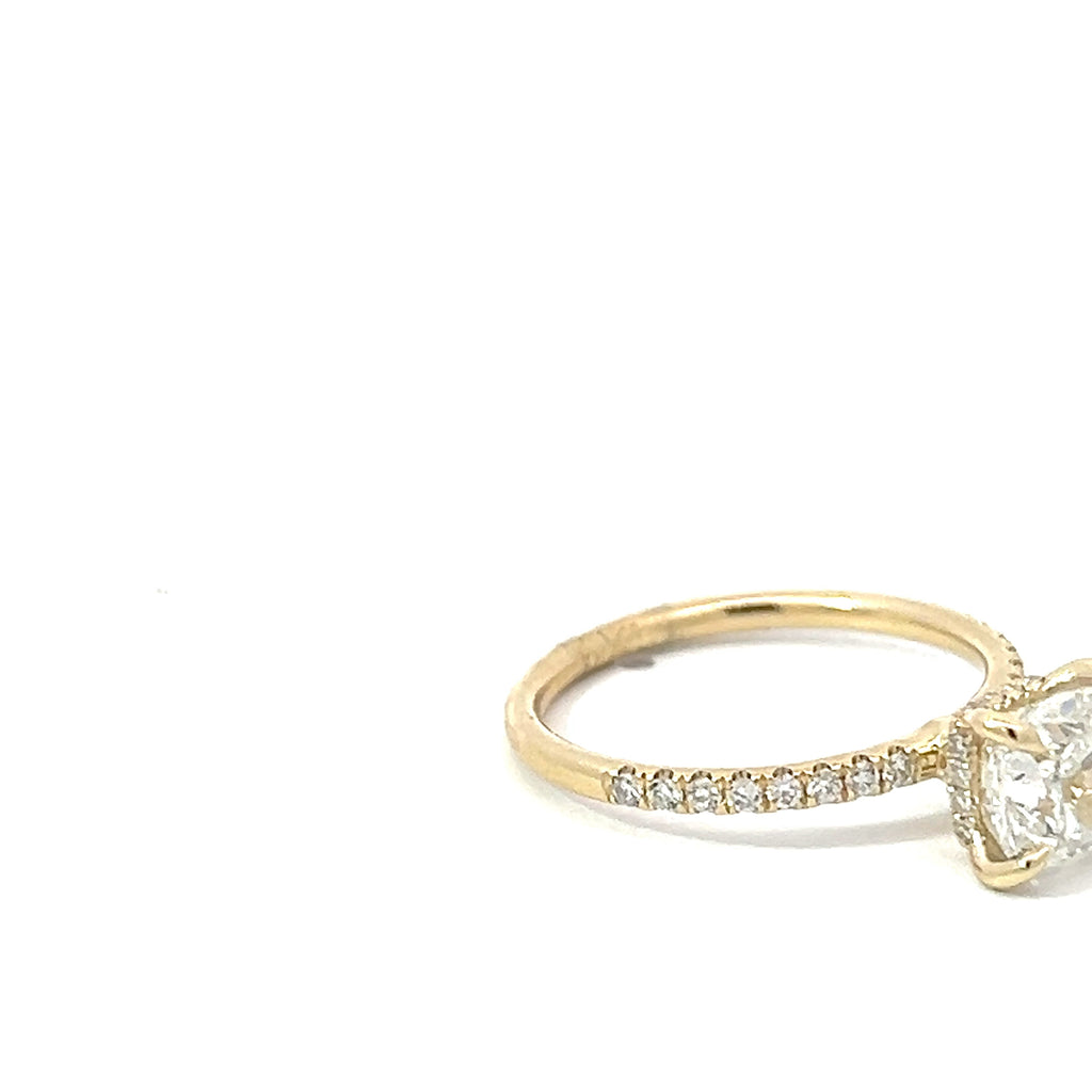 14k Yellow Gold 1.53ct J SI1 Cushion Diamond /.22ct G SI1 Round Diamond Ring Certified By Gia #6237372004