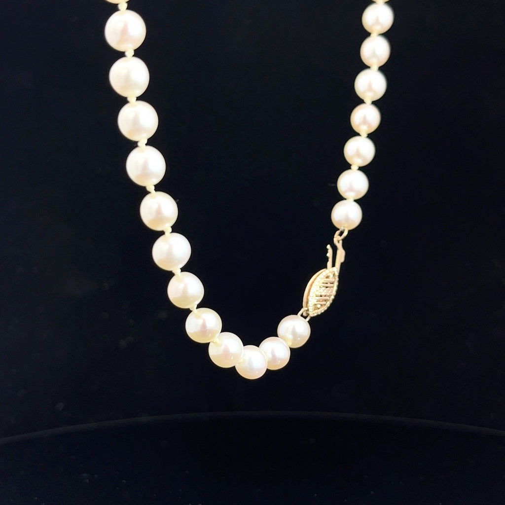 14k Yellow Gold 5.5mm Japanese Pearl Necklace 20"inch