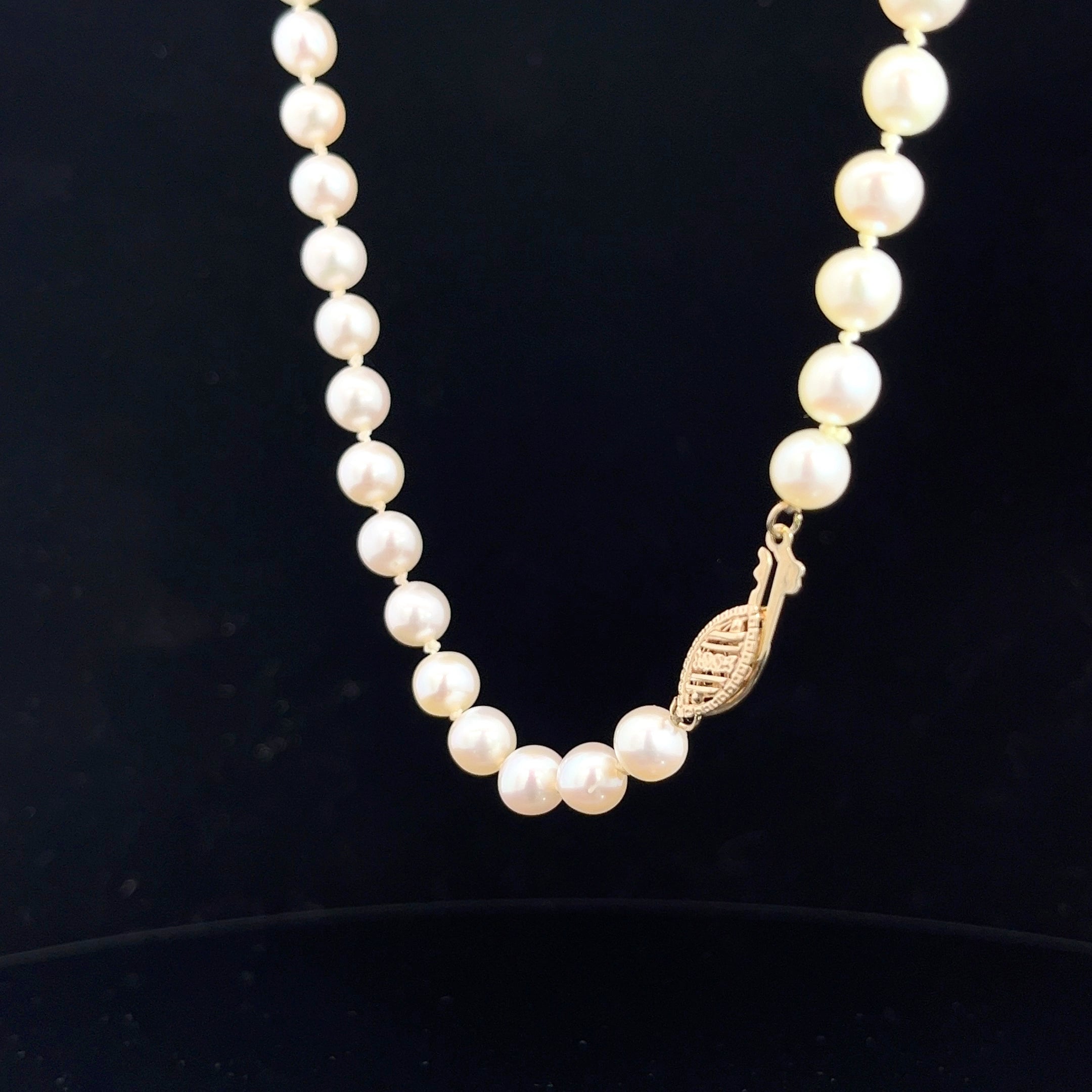 14k Yellow Gold 5.5mm Japanese Pearl Necklace 20"inch