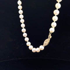 14k Yellow Gold 5.5mm Japanese Pearl Necklace 20"inch