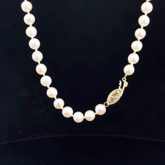 14k Yellow Gold 5.5mm Japanese Pearl Necklace 20"inch
