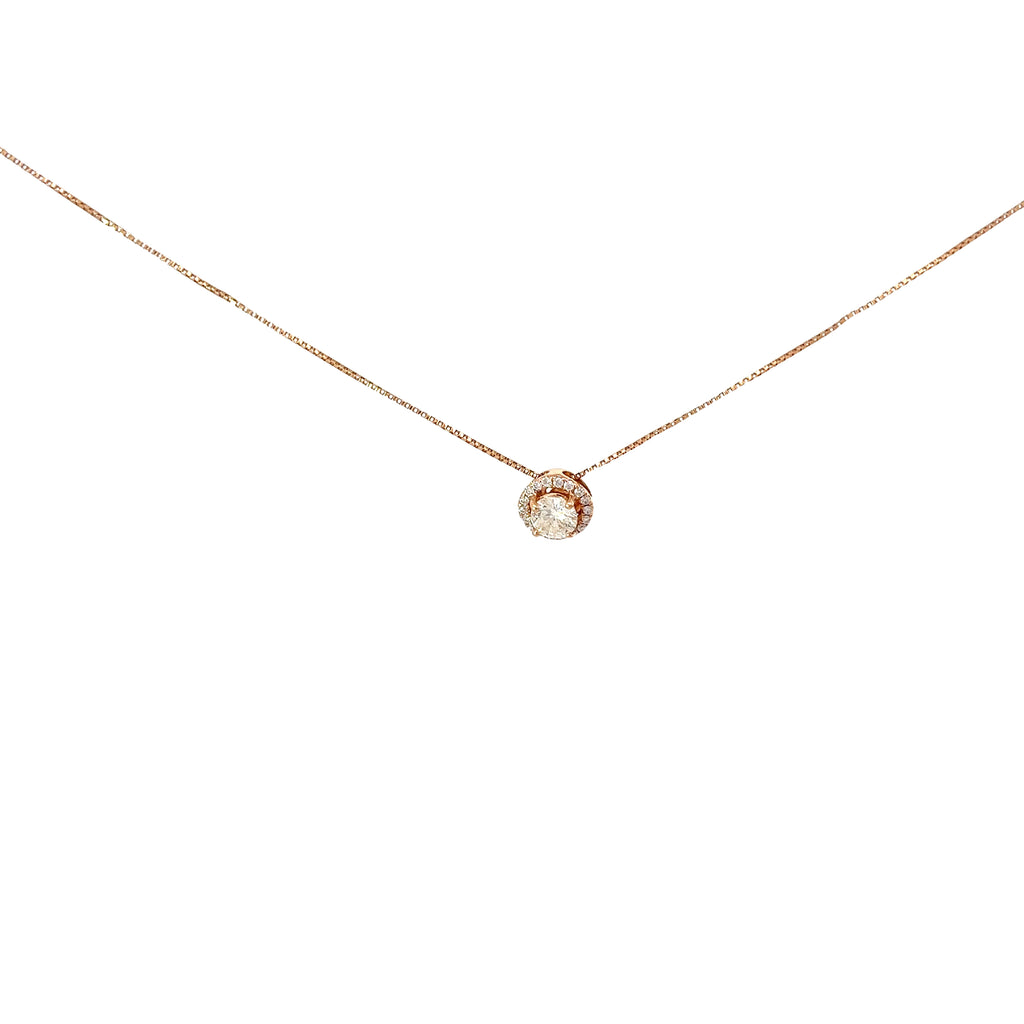 14k Rose Gold .35ct G SI1 Diamond Solitaire Pendant