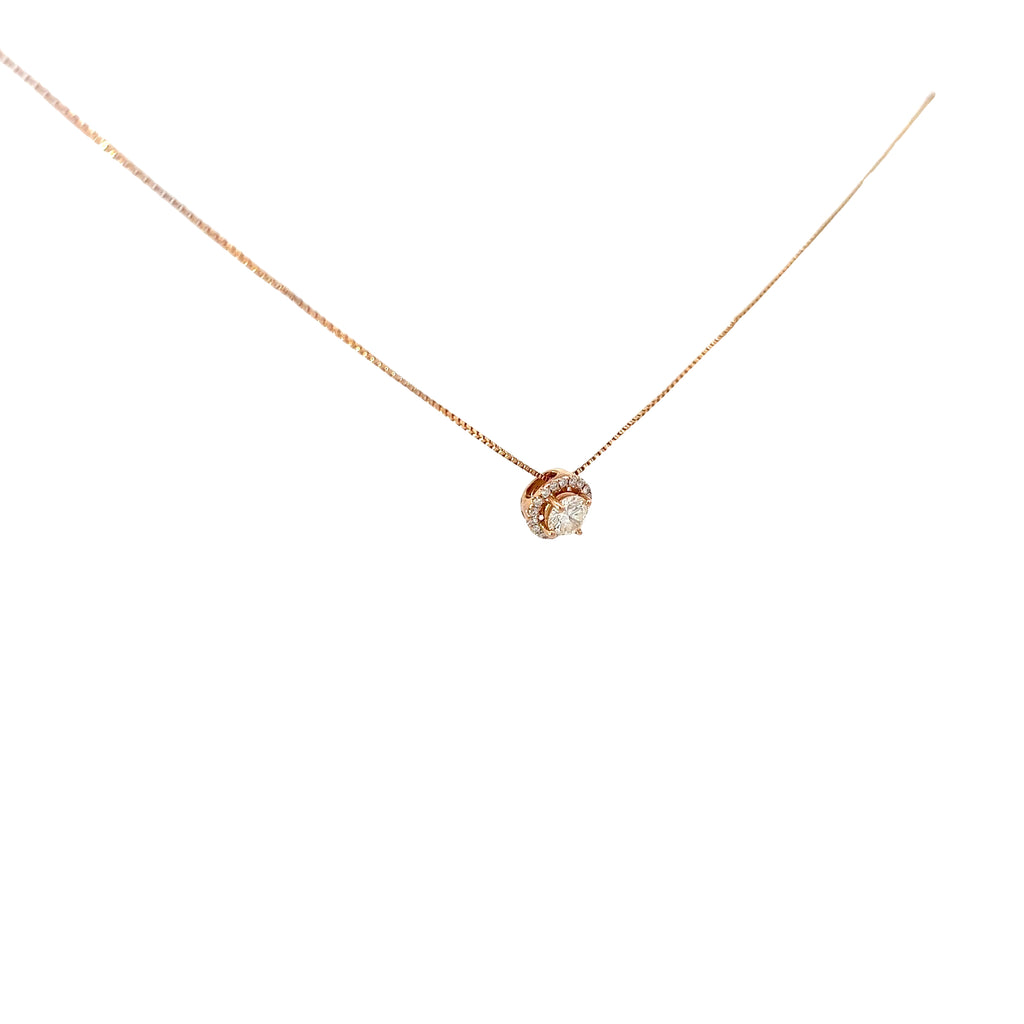14k Rose Gold .35ct G SI1 Diamond Solitaire Pendant