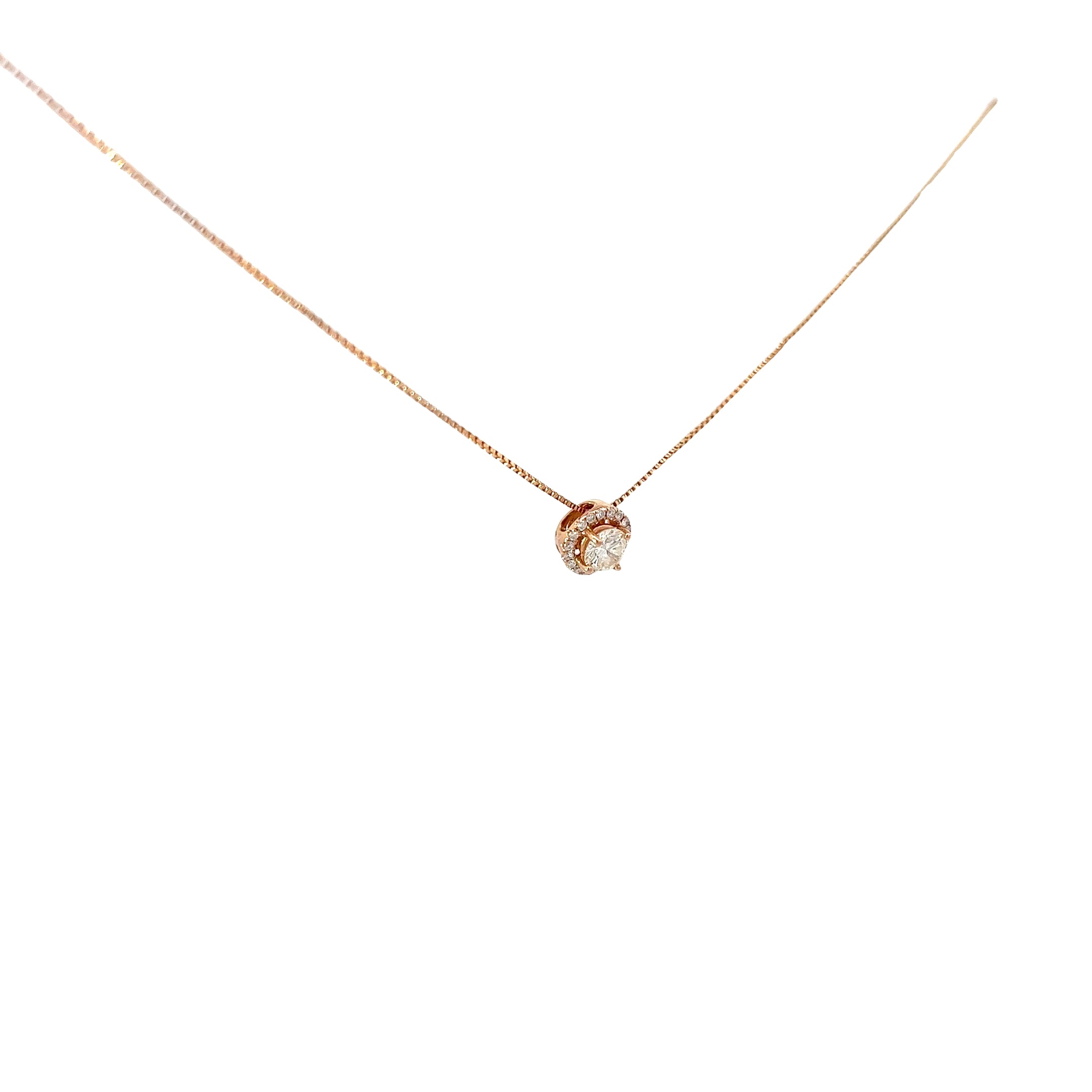 14k Rose Gold .35ct G SI1 Diamond Solitaire Pendant