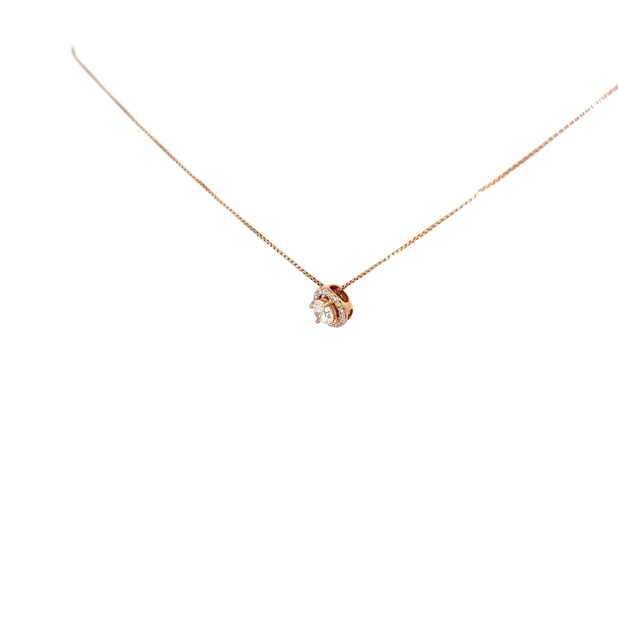 14k Rose Gold .35ct G SI1 Diamond Solitaire Pendant