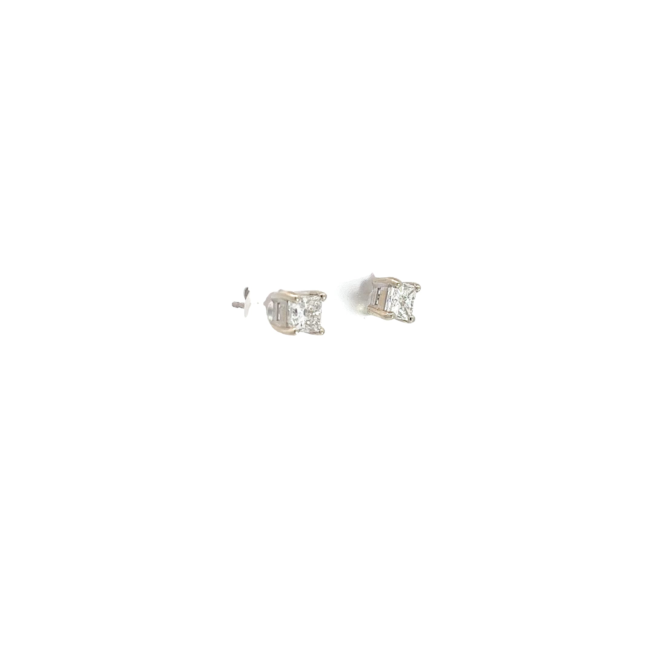 14k White Gold 1.15CT G VS2 Princess Cut Diamond Stud Earrings
