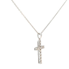 18k White Gold .35ct G VS2 Round Diamond Cross Pendant / 14k White Gold Chain