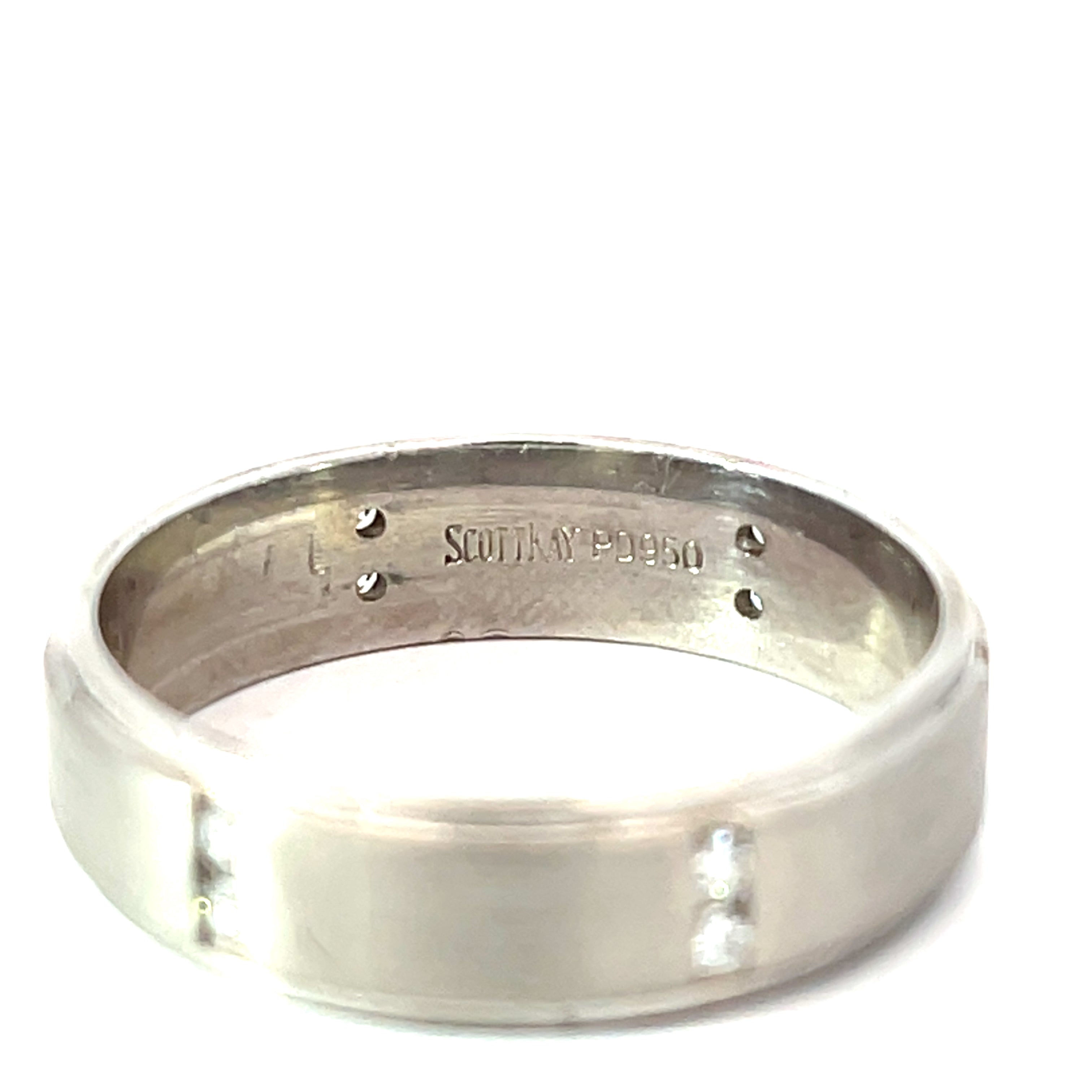 Platinum .35ct F VS2 Round Diamond Palladium Men Wedding Band Design By Scott Kay Size 10