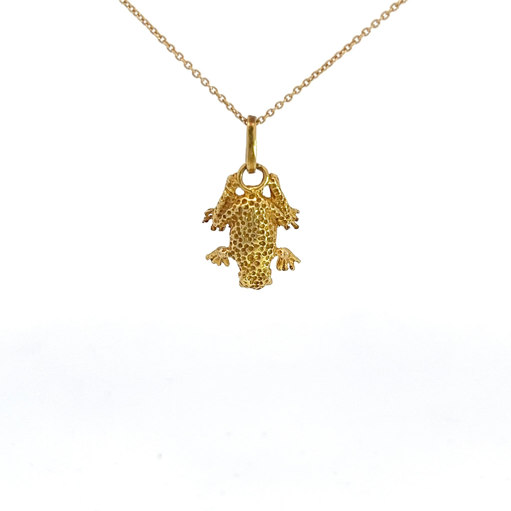 14k Yellow Gold Tree Frog 4D Pendant 3 Gram 18" inch