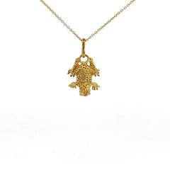 14k Yellow Gold Tree Frog 4D Pendant 3 Gram 18" inch