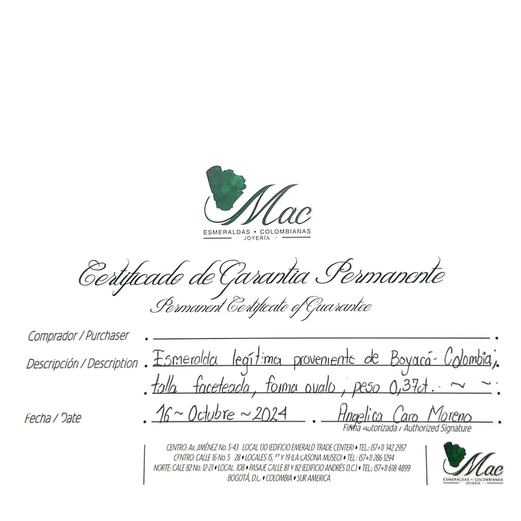 10k Rose Gold .37ct Oval Colombian Emerald /.25ct G VS2 Round Diamond Ring (Certificate By Mac from Colombia)