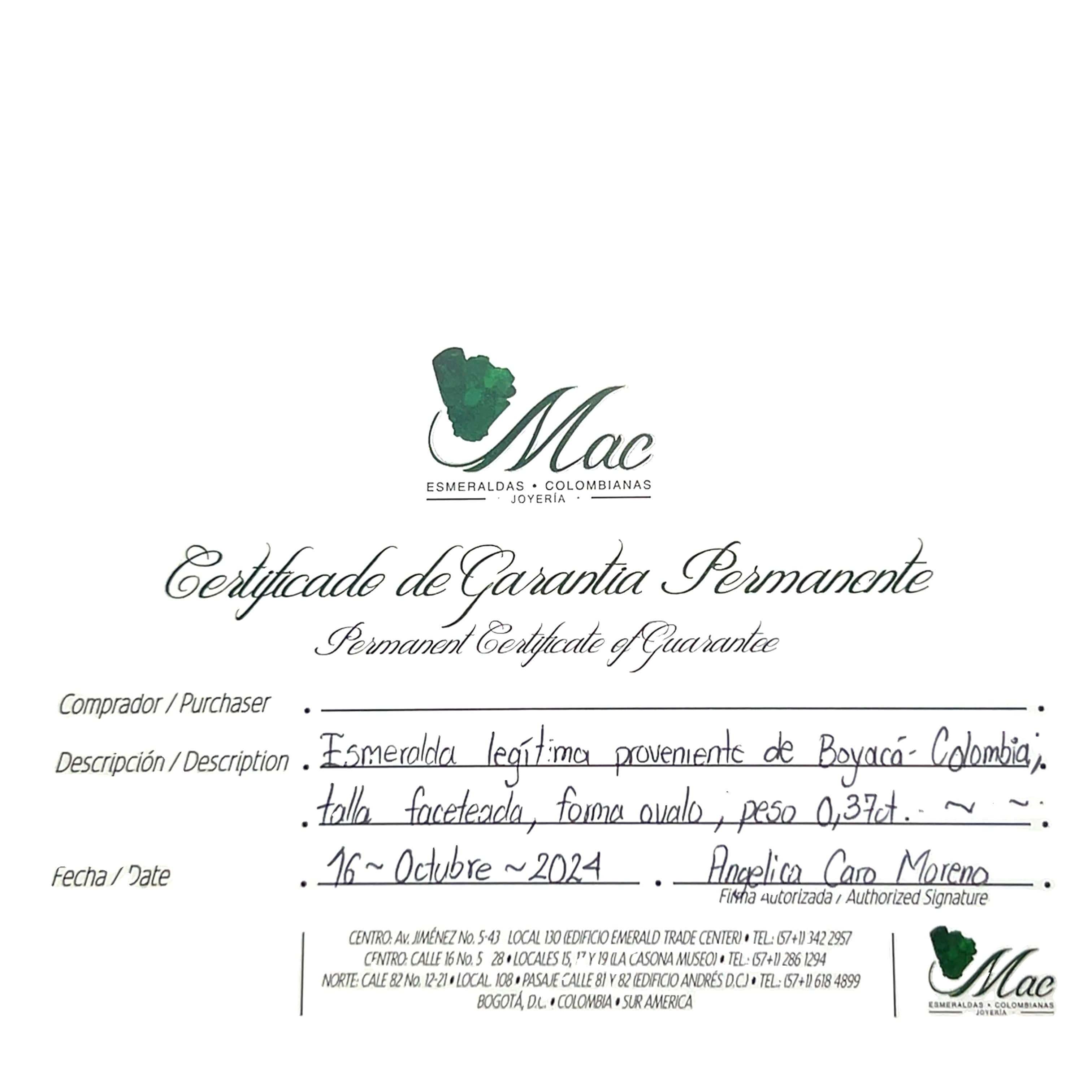 10k Rose Gold .37ct Oval Colombian Emerald /.25ct G VS2 Round Diamond Ring (Certificate By Mac from Colombia)