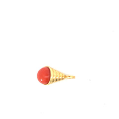 18k Yellow Gold Coral Natural Cudivid Pendant 6.5 gram 14mm