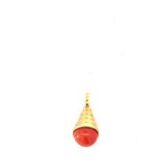 18k Yellow Gold Coral Natural Cudivid Pendant 6.5 gram 14mm