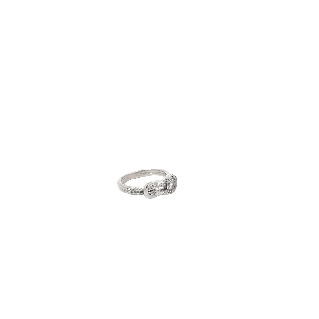 14k White Gold .50ct F VS2 Round Diamond Love Knot Ring