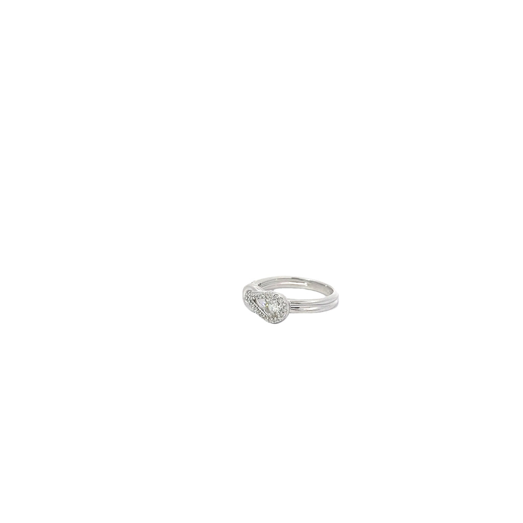 14k White Gold .50ct F VS2 Round Diamond Love Knot Ring