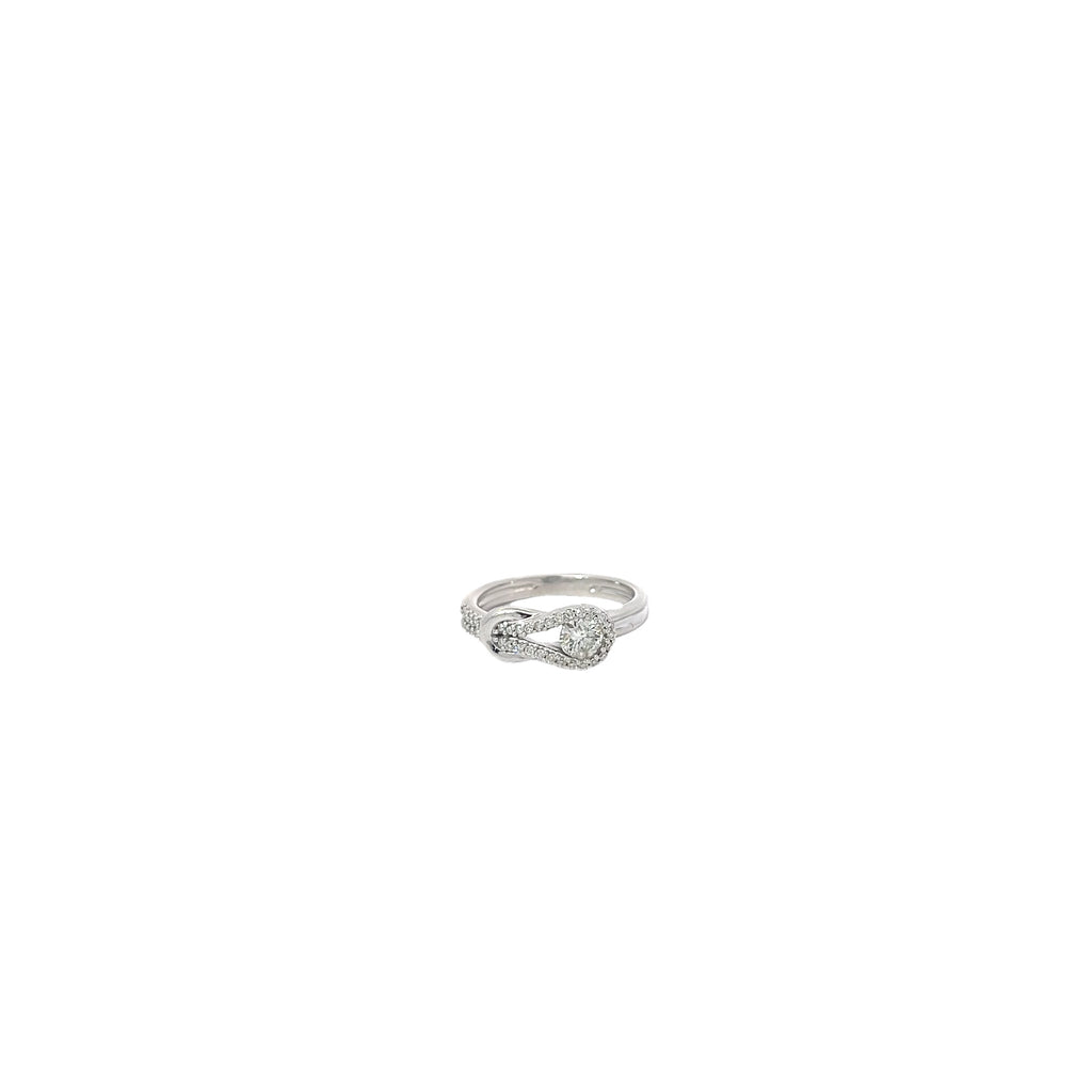14k White Gold .50ct F VS2 Round Diamond Love Knot Ring