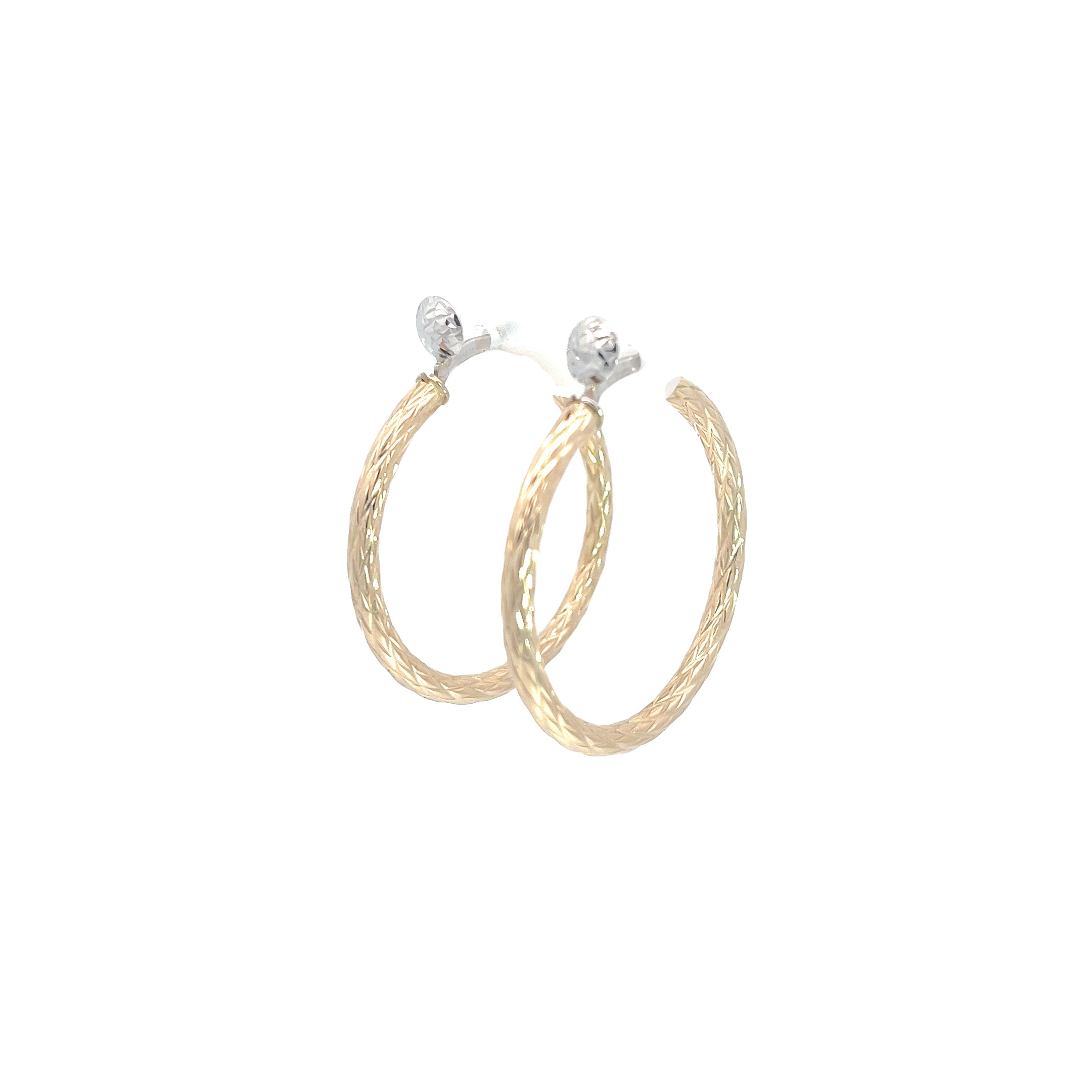 14K TWO TONE TWISTED HOOPS 3 GRAM 1/2 INCH
