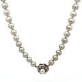 14k White Gold Silver Colored Pearl 7mm and Diamond Necklace