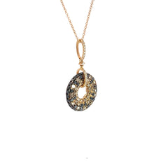 18k Rose Gold Black, Chocolate and White Round Diamond Pendant