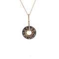 18k Rose Gold Black, Chocolate and White Round Diamond Pendant Effy